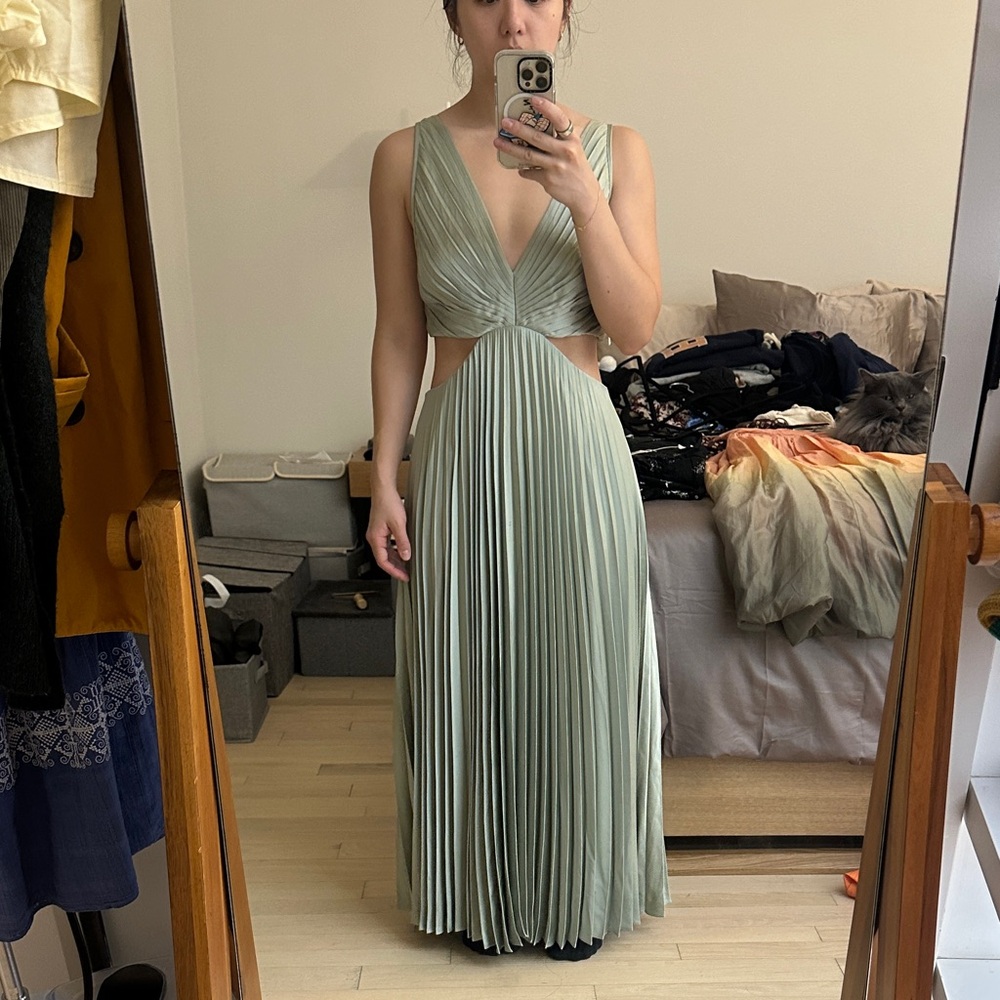Aritzia Mint Pleated Dress